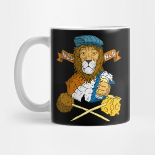 Dutch lion with beer and cheese. Mug